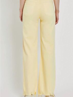Wide Leg Flare Jeans in Pale Yellow